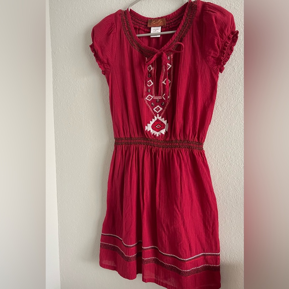 Scully Red Mini Dress with Embroidery